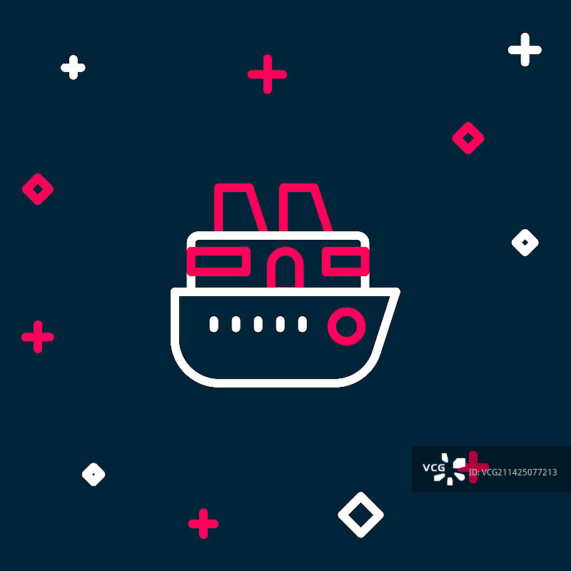 蓝色背景上的线条游轮图标图片素材