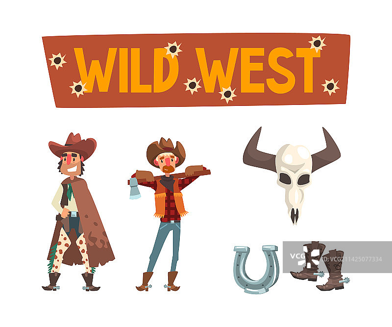 戴帽子和靴子的狂野西部牛仔图片素材
