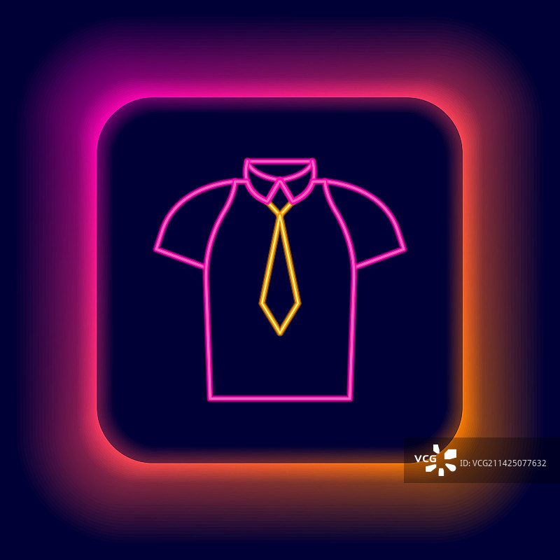 黑色背景上的发光霓虹线衬衫图标图片素材
