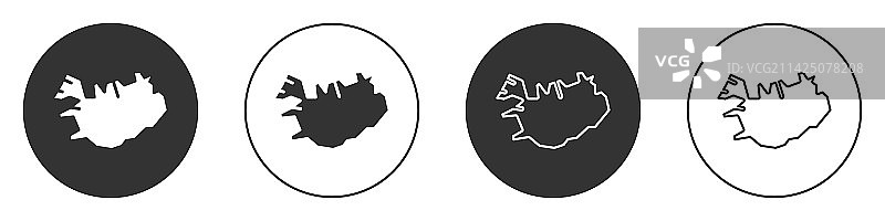 冰岛黑色地图图标，与白色背景隔离图片素材