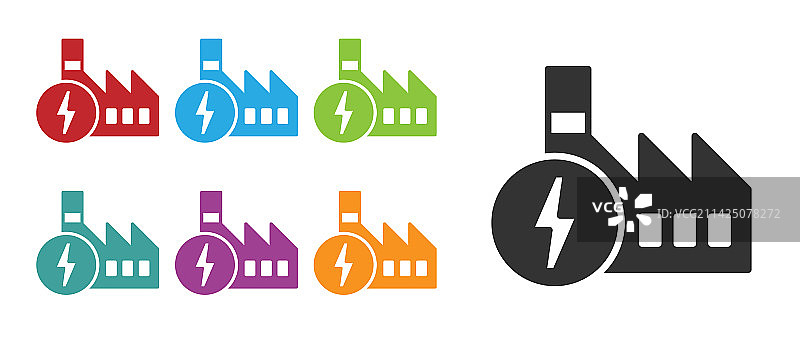 白色背景上的黑色核电站图标图片素材