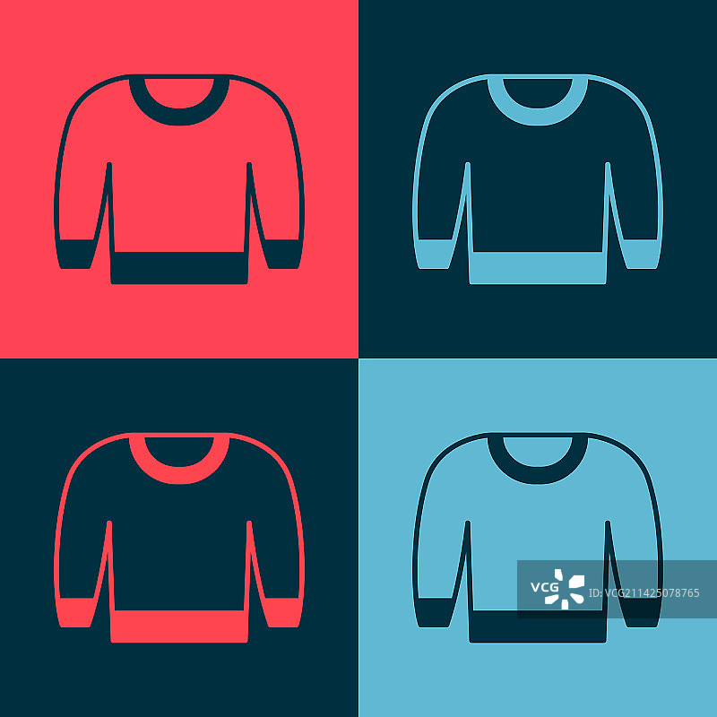 彩色背景上的波普艺术毛衣图标图片素材