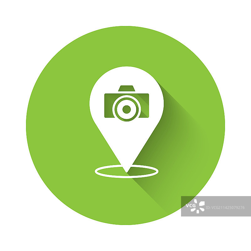 白色照相机图标，长阴影图片素材