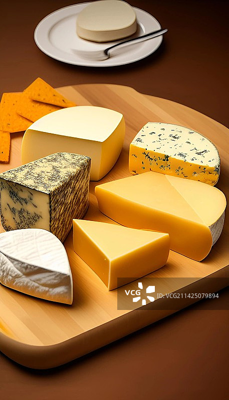 餐桌上多种奶酪的高角度视图图片素材