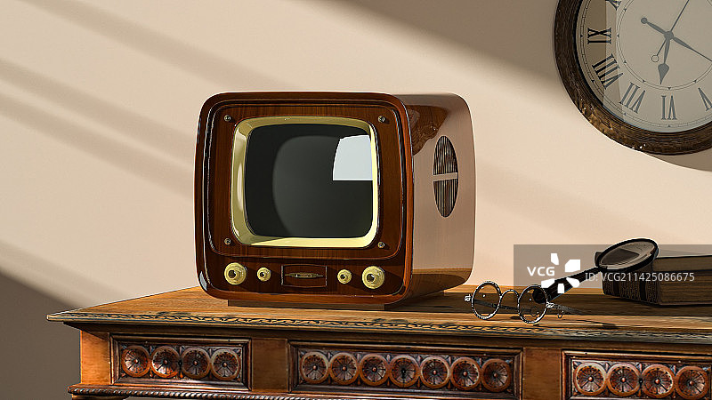 黄昏中的电视机图片素材