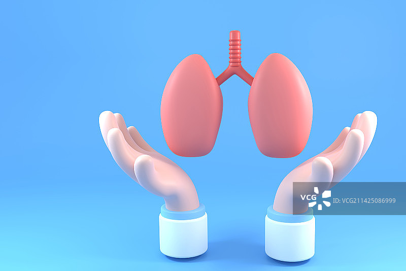 3D渲染呵护肺部健康插画图片素材