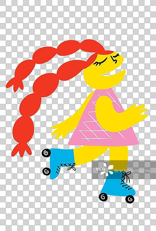 原创插画人物溜冰的小黄人png元素图片素材