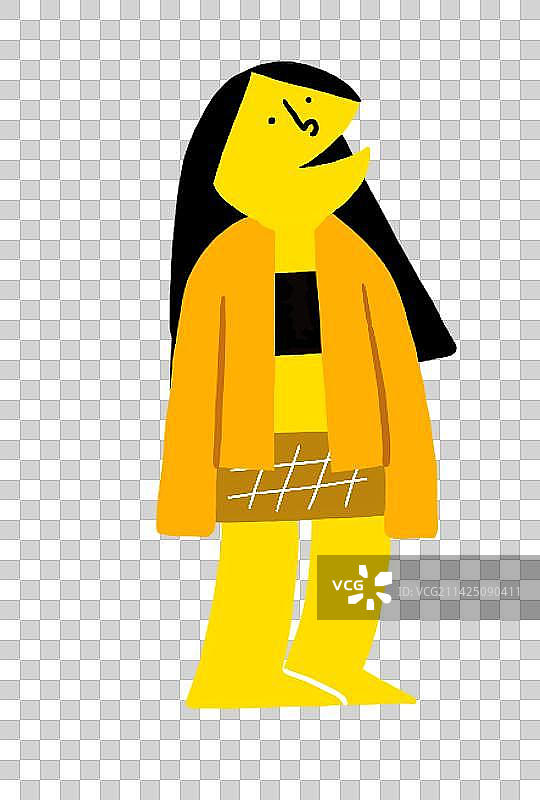 原创插画人物小黄人时尚穿搭女生png元素图片素材