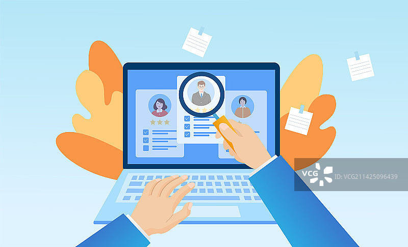 招聘拿着放大镜找简历图片素材