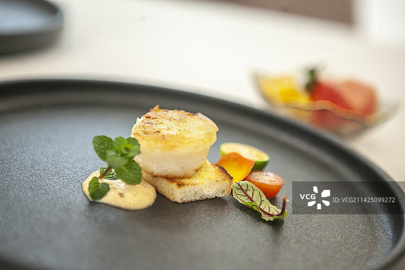 迷迭香煎北海道帆立贝柱，扇贝，贝柱，香煎贝柱，海鲜，川菜，美食，美味，美食征集，餐饮，餐厅，中餐厅图片素材