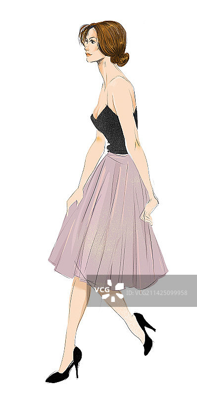 时髦的，苗条，女神节，魅力，水彩图片素材