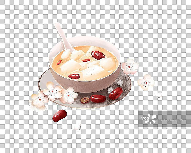 一碗冰糖雪梨简约卡通肌理插画图片素材