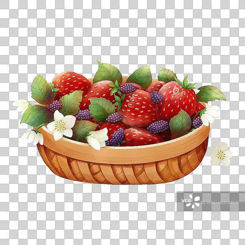 一篮新鲜的草莓肌理插画图片素材