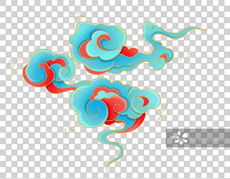 国潮风金边敦煌祥云免抠素材图片素材