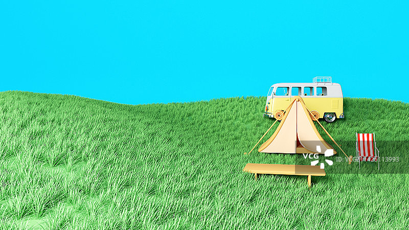 三维露营野炊活动插画图片素材