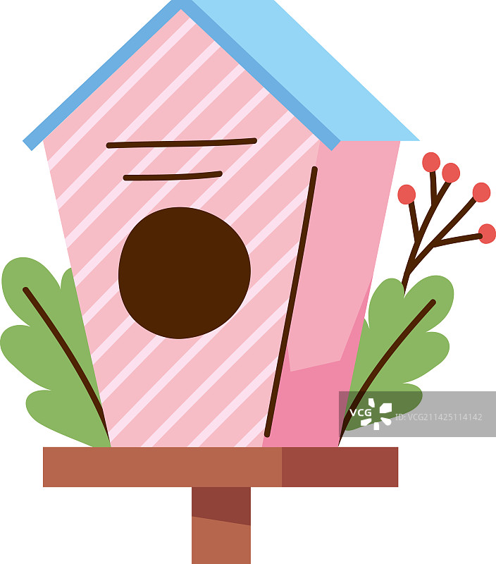 粉色木制鸟舍图片素材