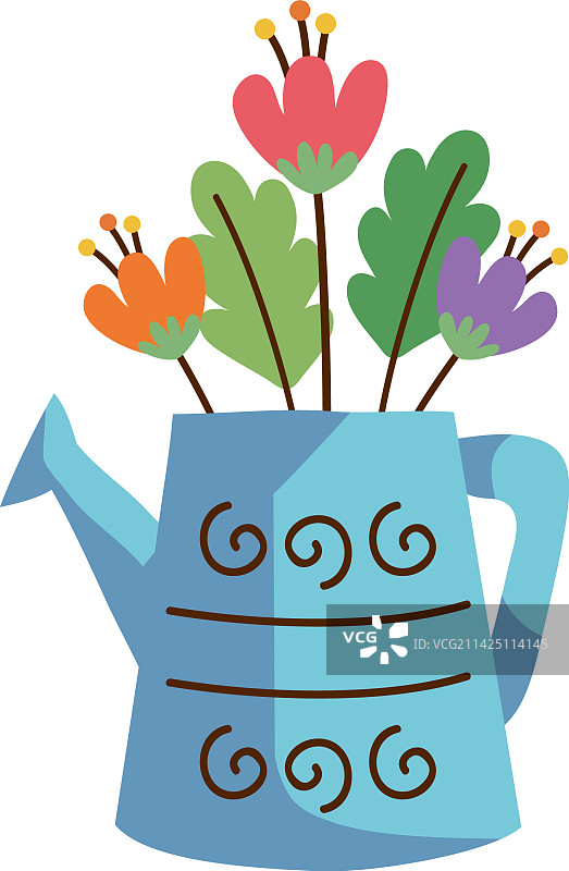 洒水器中的春季花朵图片素材