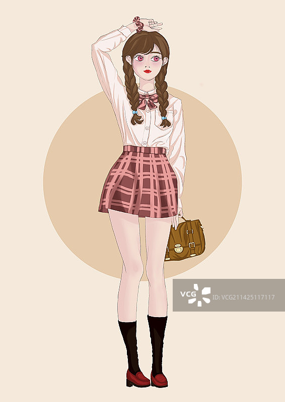 日韩女孩清新插画图片素材