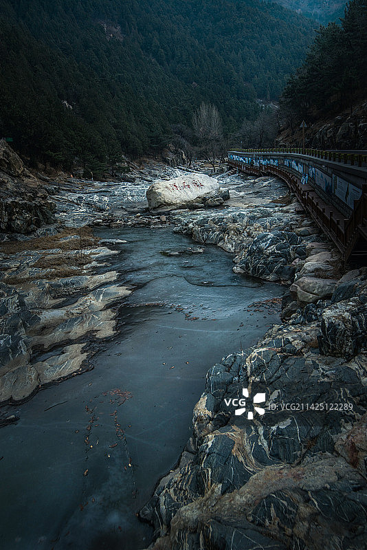 泰山彩石溪冬韵图片素材