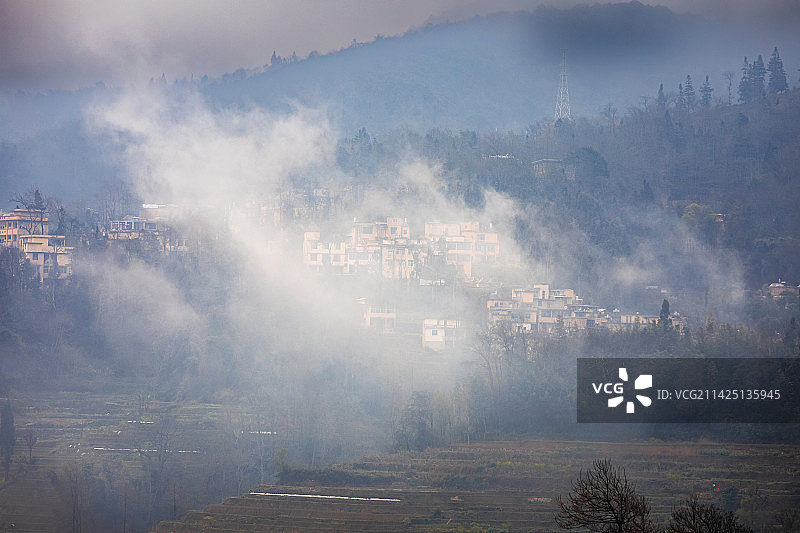 元阳梯田山里人家图片素材