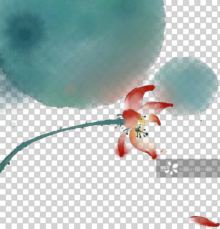 水墨写意中国风免扣植物元素荷花图片素材