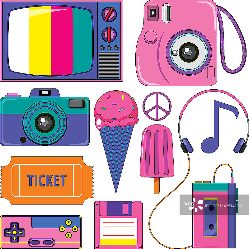 复古物品和元素套装图片素材