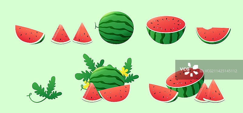 夏季水果西瓜矢量插画图片素材