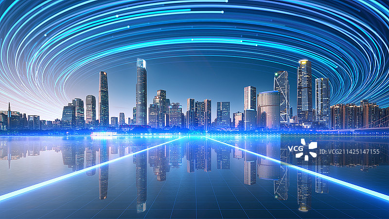 蓝色科技虚拟智慧城市图片素材