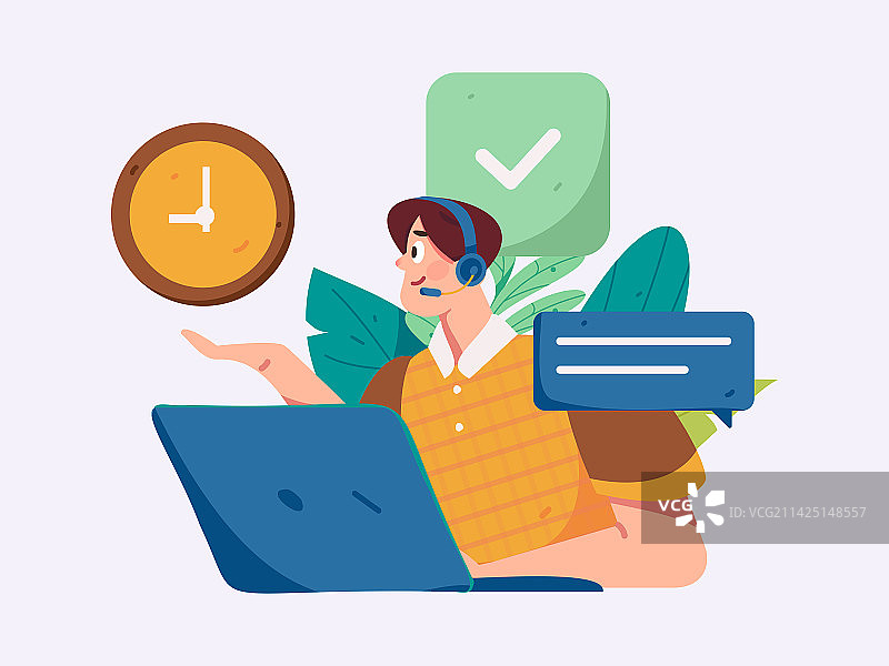 与咨询顾问进行沟通扁平矢量人物概念运营手绘插画图片素材