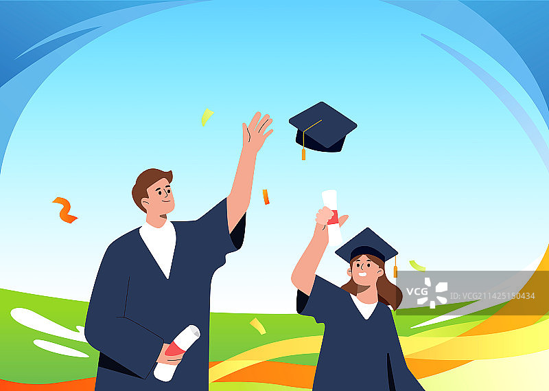 毕业季穿学士服的大学生图片素材