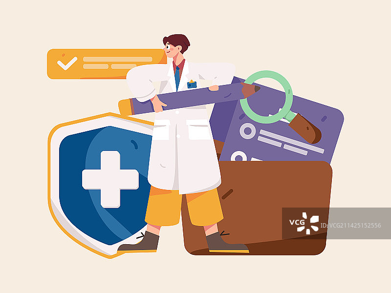医生为病人体检扁平矢量概念运营手绘插画图片素材