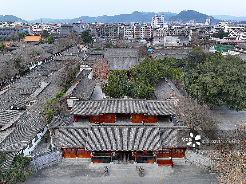 四川省南充市阆中古城贡院川北道署张飞庙航拍图片素材