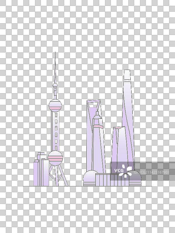 上海城市地标建筑矢量风格插画海报元素图片素材