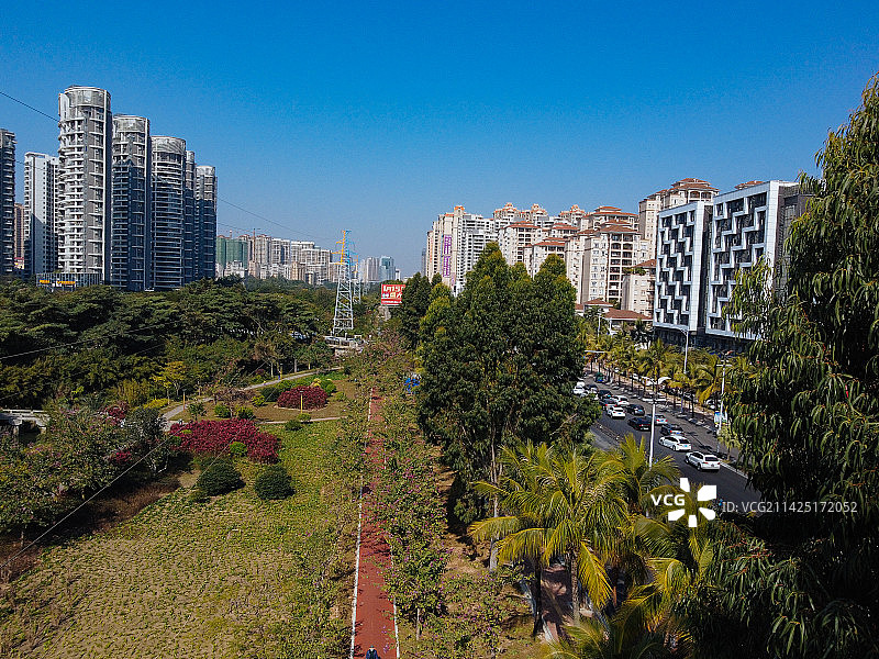 湛江 新海上城市 霞山区 远东广场 绿华路 绿塘河湿地公园图片素材