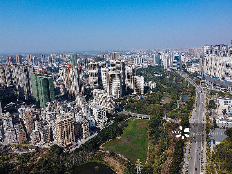 湛江 新海上城市 霞山区 远东广场 绿华路 绿塘河湿地公园图片素材
