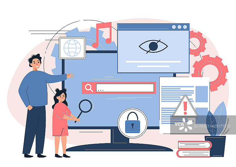 扁平风格家长控制组合图片素材