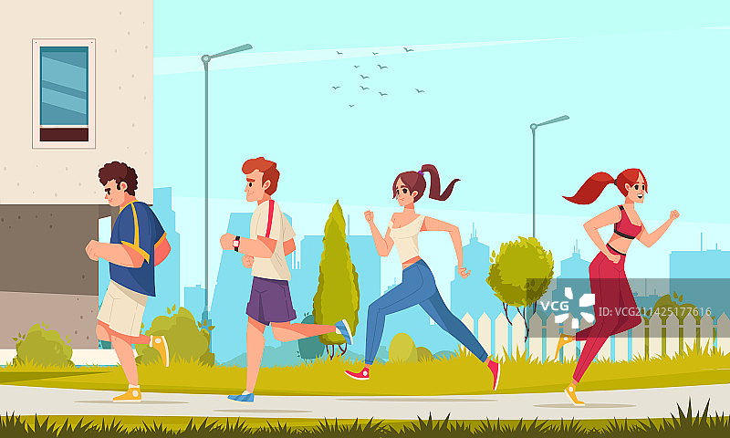 城市赛跑者卡通图片素材