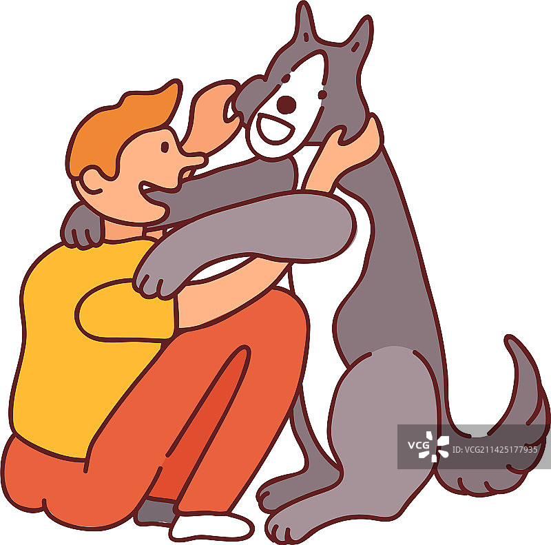 男人拥抱狗图片素材