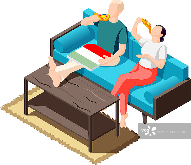 吃披萨2.5D构图图片素材