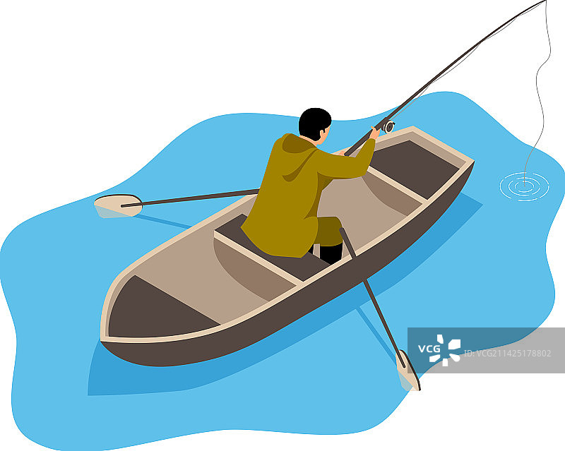 船上的渔夫构图图片素材