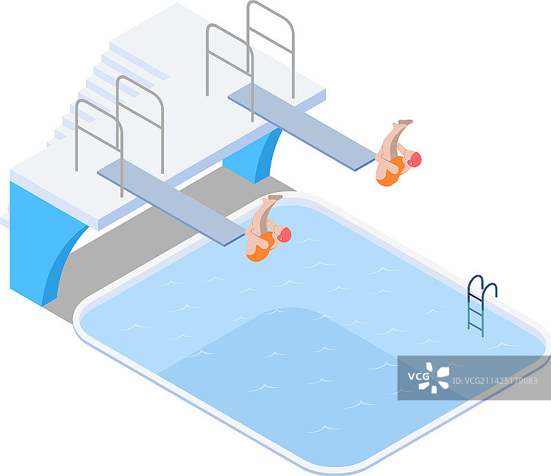 同步跳板跳水构图图片素材