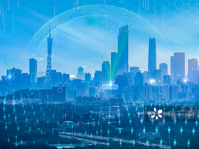 智慧城市虚拟互联网络接入云端计算架构智能机器深度学习算法孕育次时代AI人工智能模型训练工业级产业领域图片素材