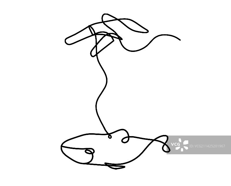 鱼和手线条画剪影图片素材