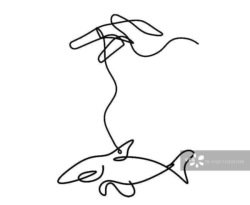 鱼和手线条画剪影图片素材
