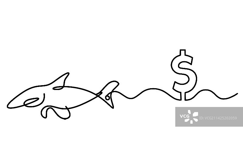 鱼和美元的线条轮廓图片素材