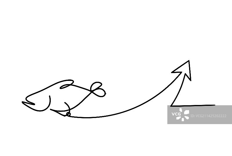 鱼和箭头的线条剪影图片素材