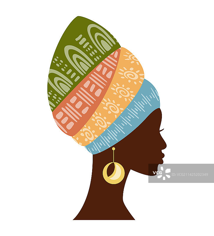 穿着传统服饰的非洲美丽女性剪影图片素材