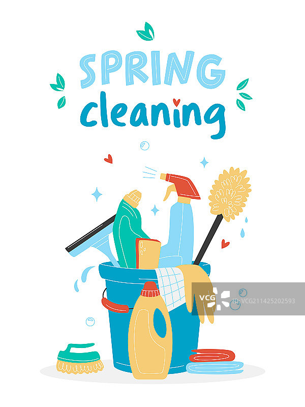 手绘清洁桶图片素材