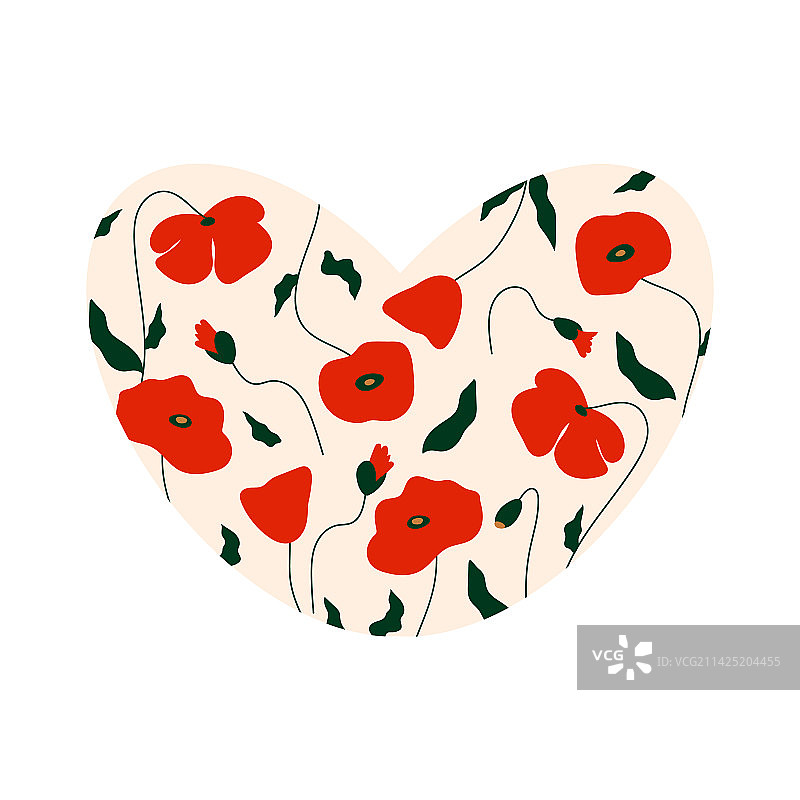 手绘可爱小碎花爱心，适用于文本图片素材