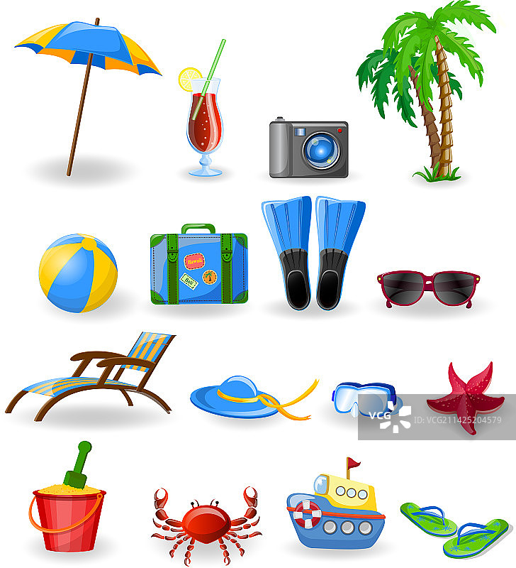 卡通夏季旅行海滩元素图片素材